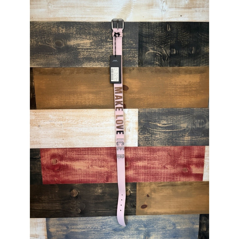 NOS Vintage Y2K Iceberg ICE B Pink Studded Leather Belt Make Love 42 Women M